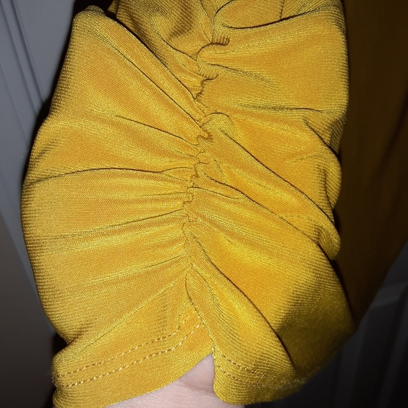 XL Attitudes by Renee Sleeveless Tank Top with Ruched Sides in Golden Mustard - Picture 4 of 7